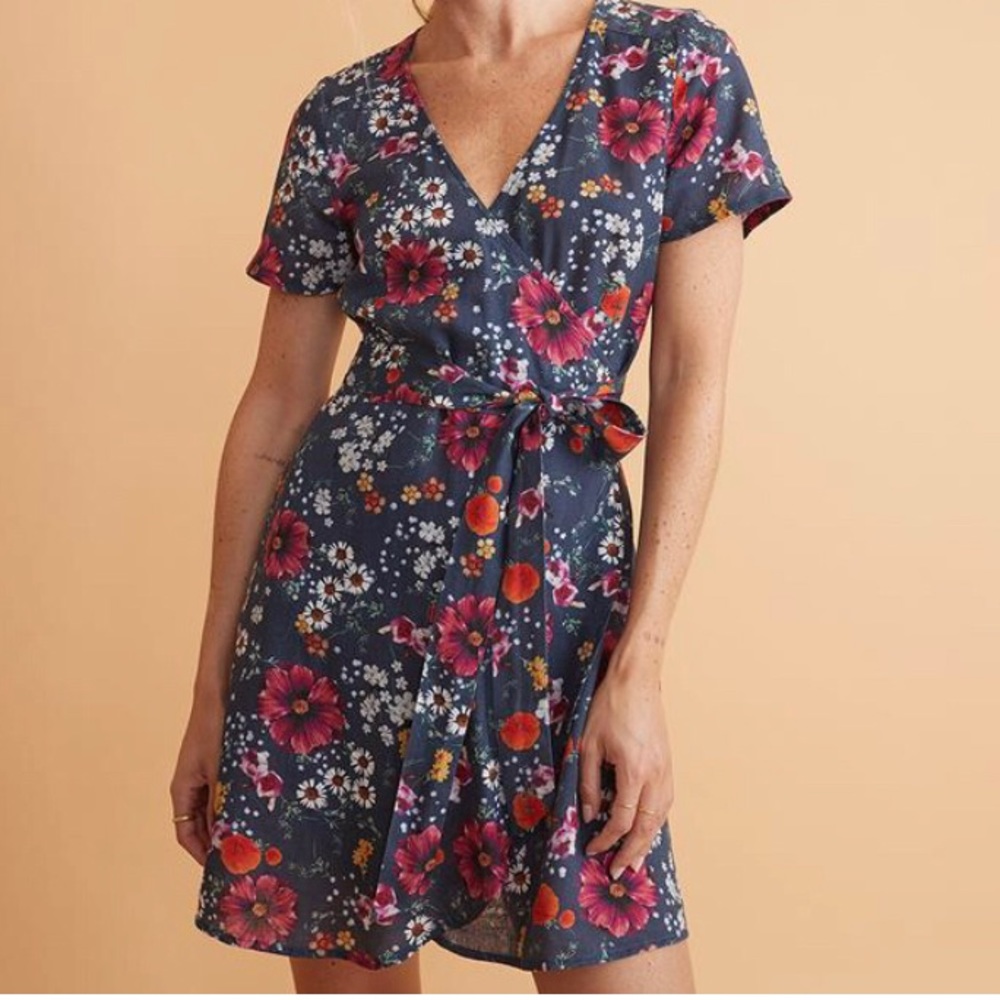 Marine Layer wrap dress in eclipse floral print